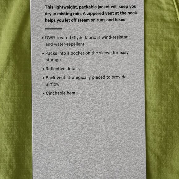 NWT LULULEMON LEVI Lemon Yellow Lightweight Packable On The Trails Jacket 10 - Picture 12 of 12